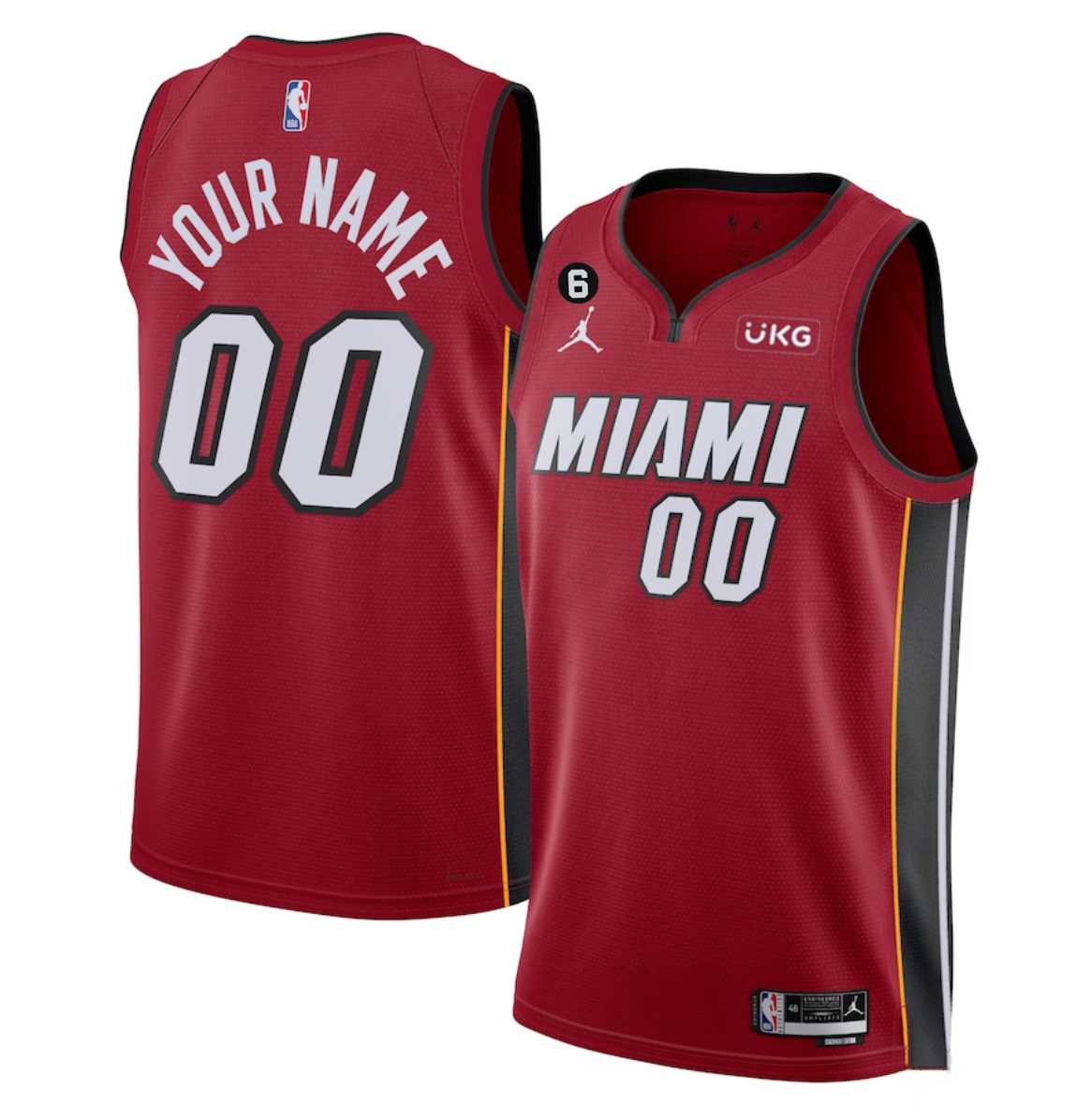 Men & Youth Customized Miami Heat Red Statement Edition With NO.6 Patch Stitched Jersey->customized nba jersey->Custom Jersey